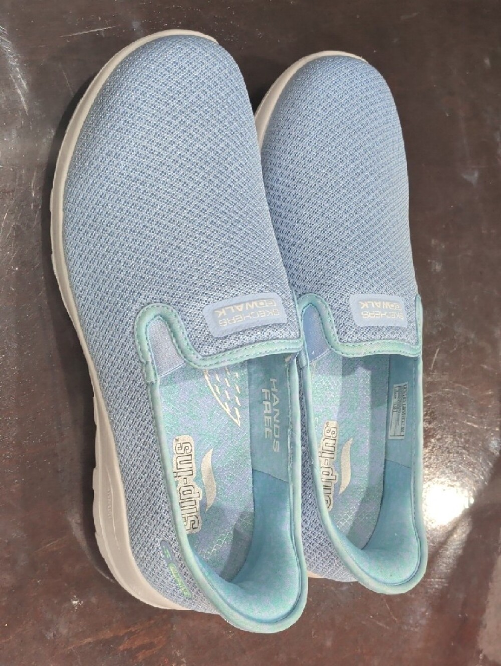 Skechers Light Blue Slip-On GOwalk Sneakers Women - Picture 3 of 9